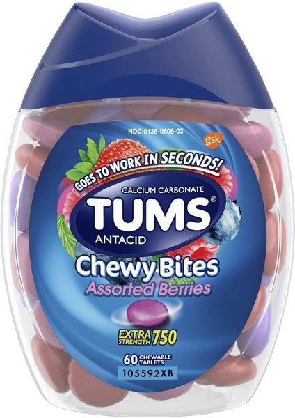 Antacid Chewy Bites Assorted Berries 60 Chewable Tablet