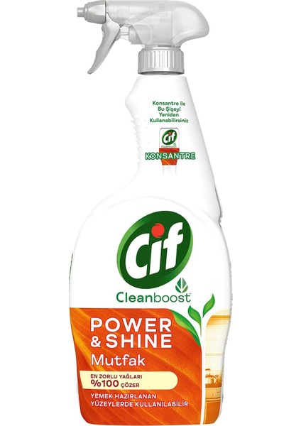 Cif Power Shine Cleanboost Sprey Temizleyici Mutfak Için Temizleyici ve Yağ Çözücü 750 ml