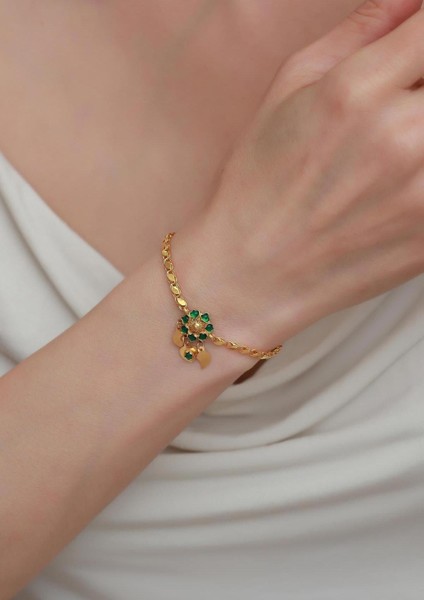 14 Ayar Altın Yeşil Papatya Halep Bileklik fiyatları