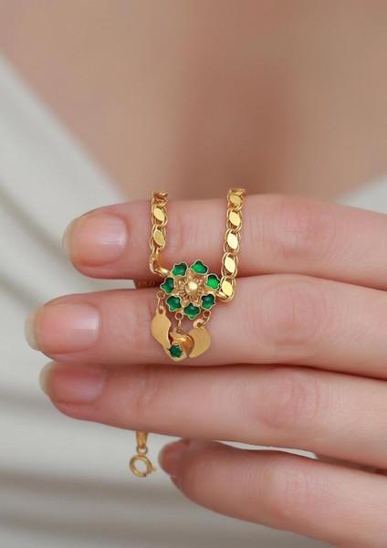 14 Ayar Altın Yeşil Papatya Halep Bileklik indirimleri