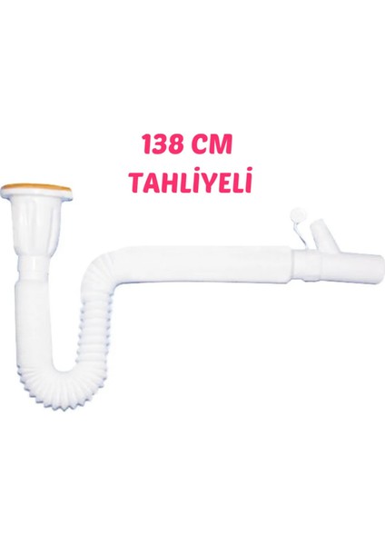 Uzun Körüklü Lavabo Sifonu 140CM L07 (Tahliyeli)