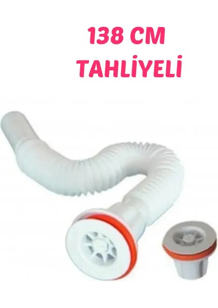 Uzun Körüklü Lavabo Sifonu 140CM L07 (Tahliyeli)