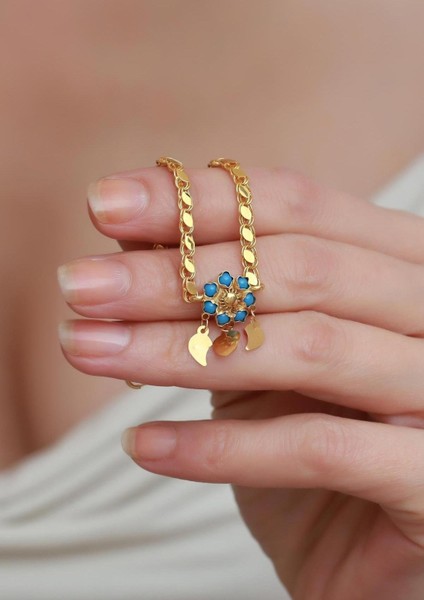 14 Ayar Altın Mavi Papatya Halep Bileklik fırsatları