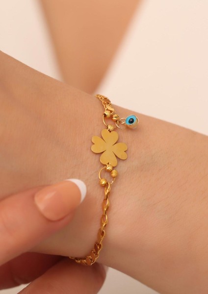 14 Ayar Altın Halep Yonca Bileklik