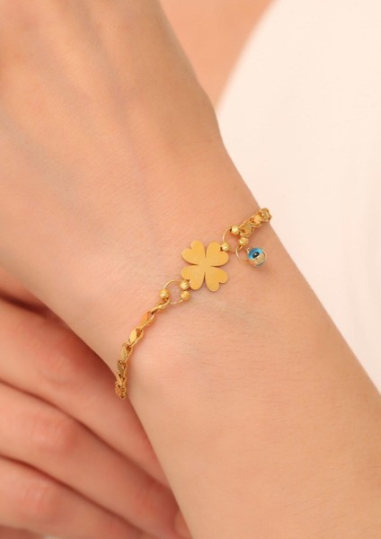 14 Ayar Altın Halep Yonca Bileklik modelleri