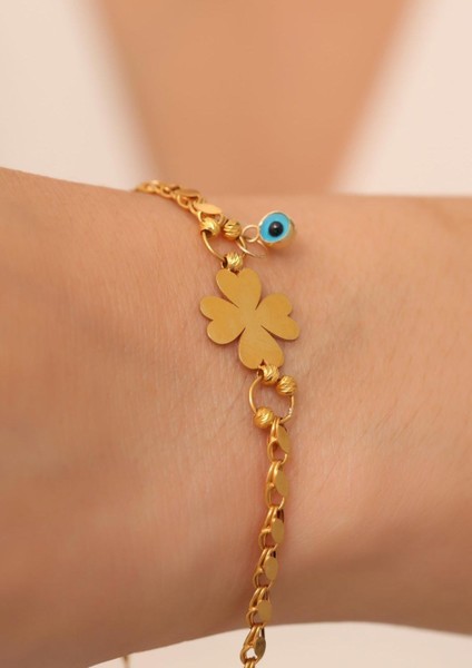 14 Ayar Altın Halep Yonca Bileklik fırsatları