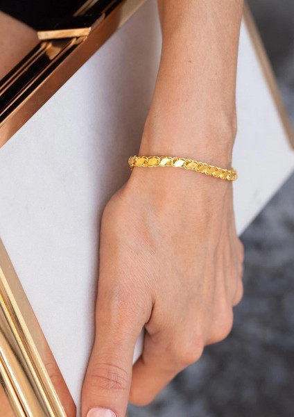 14 Ayar Altın Orta Kalın Pullu Halep Bileklik