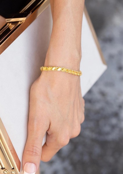 14 Ayar Altın Orta Kalın Pullu Halep Bileklik modelleri