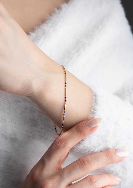 14 Ayar Altın Mavi Mineli Bileklik fiyatları