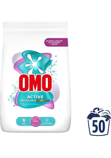 Omo Active Beyazlar & Renkliler Toz Deterjanı 7.5 kg fiyatları