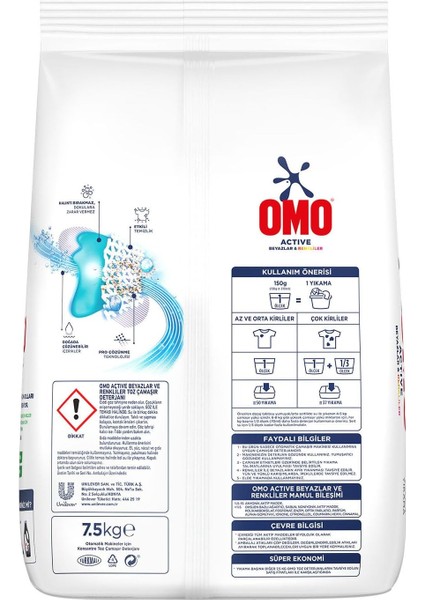 Omo Active Beyazlar & Renkliler Toz Deterjanı 7.5 kg modelleri