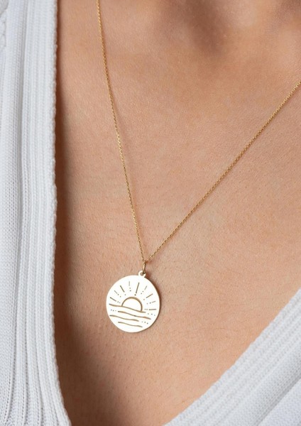 14 Ayar Altın Gün Doğumu Kolye