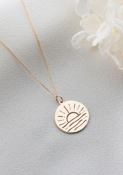 14 Ayar Altın Gün Doğumu Kolye modelleri