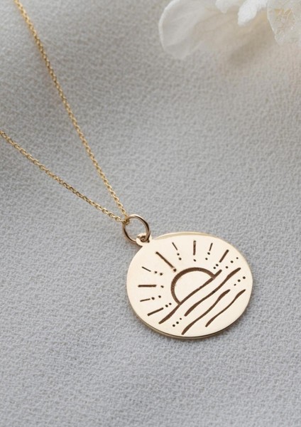 14 Ayar Altın Gün Doğumu Kolye fırsatları