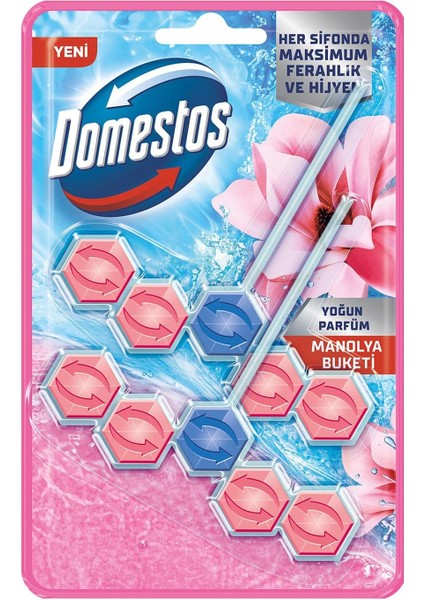 Domestos Wc Blok 5'li Güç Tuvalet Bloğu Manolya Ferahlığı Maksimum Hijyen 100 G