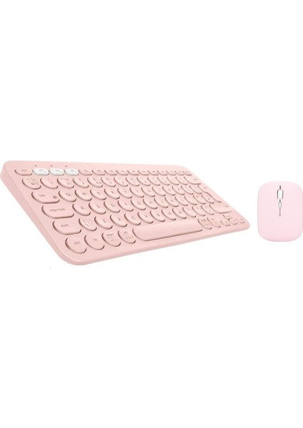 Huawei Matepad 11 (2023) 11" Uyumlu Kablosuz Bluetooth Pilli Klavye Mouse Seti - Pembe