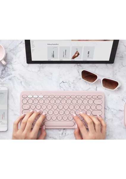 Huawei Matepad 11 (2023) 11" Uyumlu Kablosuz Bluetooth Pilli Klavye Mouse Seti - Pembe