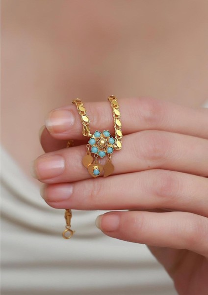 14 Ayar Altın Turkuaz Papatya Halep Bileklik fırsatları