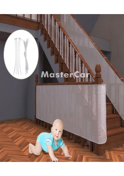 Beyaz Merdiven Balkon Güvenlik Filesi Güvenlik Kapısı Bebek Çocuk ve Evcil Hayvan File