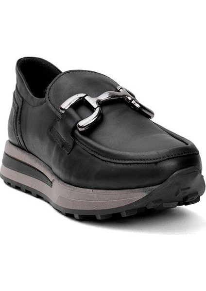 D24KA-3260 Kaymaz Tokalı Loafer Deri Kadın Ayakkabı