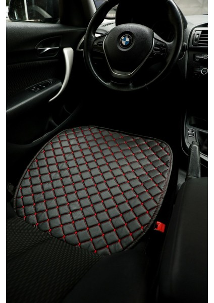 Oto Koltuk Minderi Suni Deri Ön Iki Koltuk ve Arka Oturak 3'lü Ön Siyah Kırmızı fırsatları