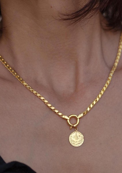 14 Ayar Altın Çeyrek Reşatlı Pullu Halep Kolye