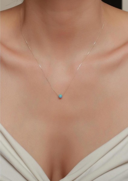 14 Ayar Altın Buz Mavisi Opal Taşlı Top Kolye fiyatları