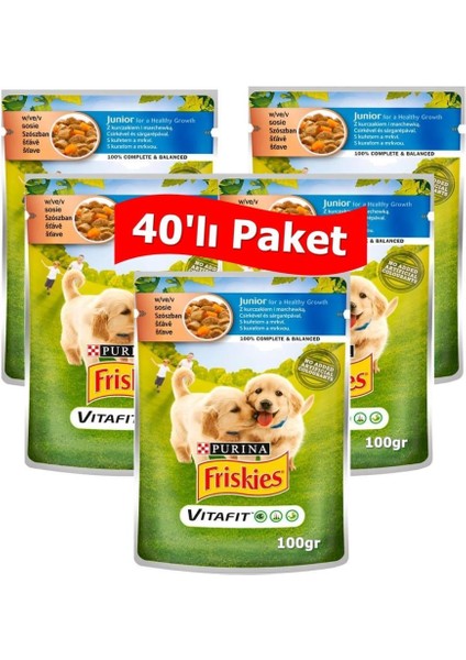 Junior Tavuklu ve Havuçlu Yavru Yaş Köpek Maması 100 Gr*40 Adet