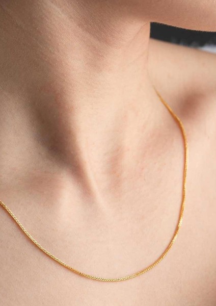 14 Ayar Altın Orta Kalın Palmiye Zincir Kolye 1 mm
