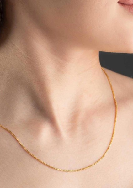 14 Ayar Altın Orta Kalın Palmiye Zincir Kolye 1 mm