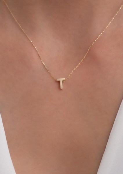 14 Ayar Altın T Harf Kolye modelleri