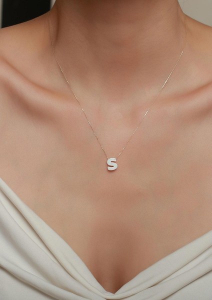 14 Ayar Altın S Harf Beyaz Opal Taşlı Kolye fiyatları