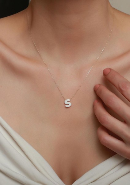 14 Ayar Altın S Harf Beyaz Opal Taşlı Kolye modelleri