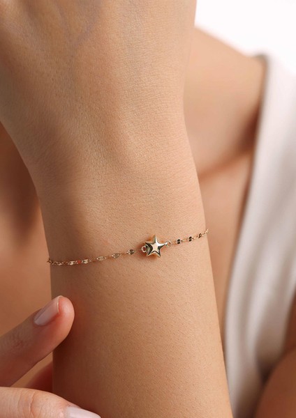 14 Ayar Altın Yıldız Bileklik modelleri