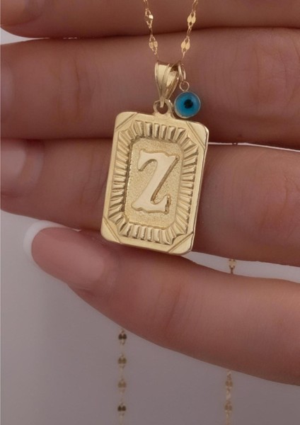 14 Ayar Altın Z Harf Vintage Kolye