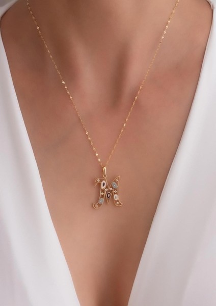 14 Ayar Altın M Harf Göz Kolye fiyatları