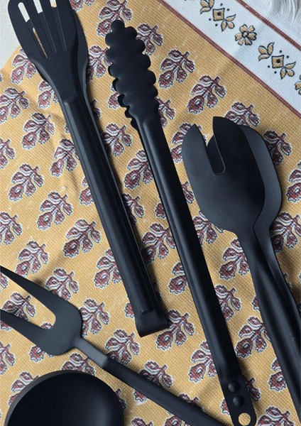 Black Servis Seti - 8li Mutfak Servis, Mangal Takımı - Paslanmaz Çelik, 8 Parça