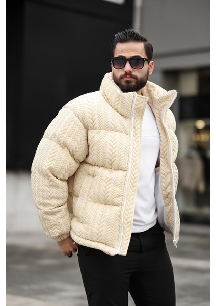 Erkek Dik Yaka Kışlık Örme Mont