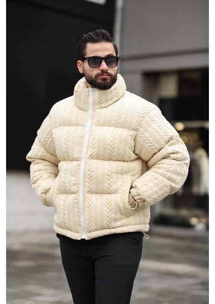 Erkek Dik Yaka Kışlık Örme Mont