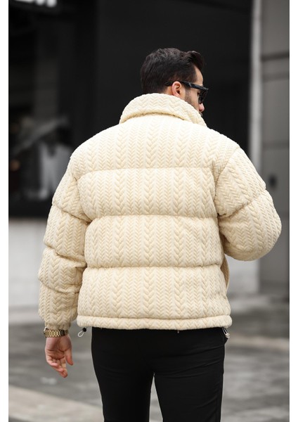 Erkek Dik Yaka Kışlık Örme Mont