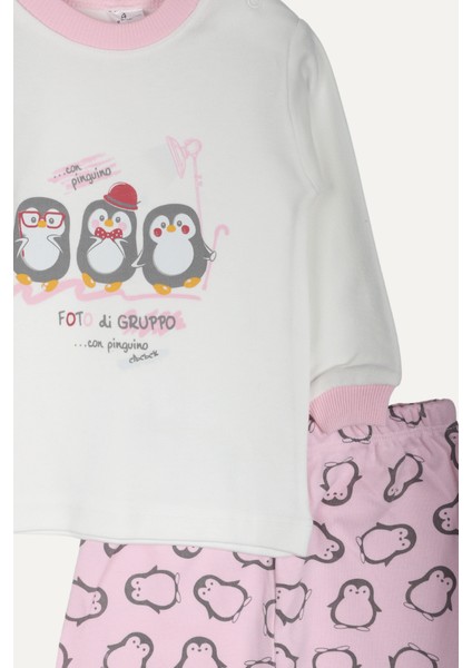 Üç Penguen Desenli Kız Bebek Ikili Pijama Takımı Pembe modelleri