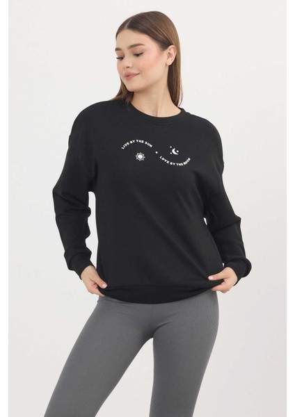 4003 Baskılı Sweat Siyah