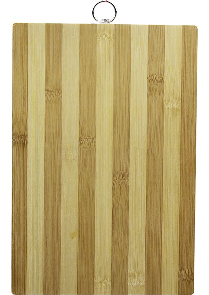 Ahşap 20X30CM Beyaz Çizgili Bambu Kesim Panosu Metal Kulplu (4767) - CLR2256-5606