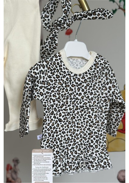Agatha Kız Bebek Leopar Desenli 3'lü Takım modelleri