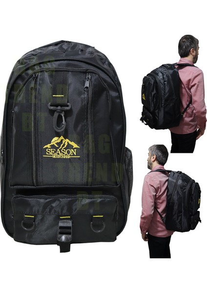Season Mountaıner Dağcı Sırt Çantası,kalın Kumaş,45 Litre Hacim,(Siyah)