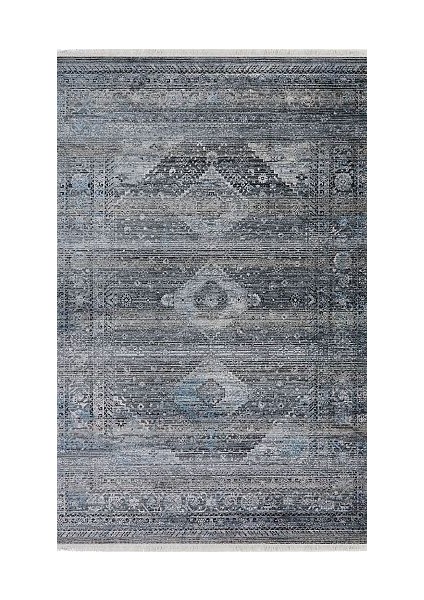 7/24 Vintage Tarzı 96 x 200 Toz Barındırmaz Viskon Yolluk Halı 0171-GRİ