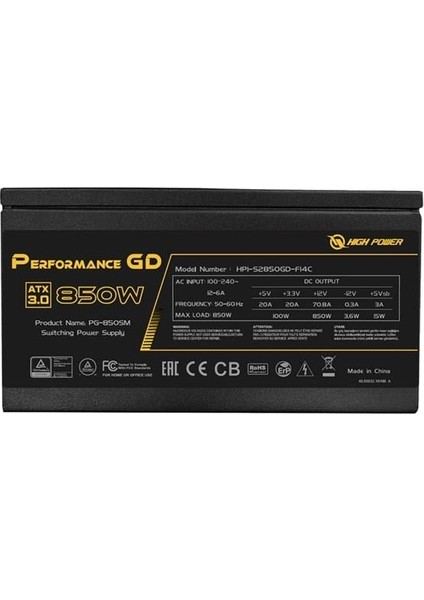 Hıgh Power 850W 80+ Gold Performance HP1-S2850GD-F12S Pcıe 5.0 Power Supply