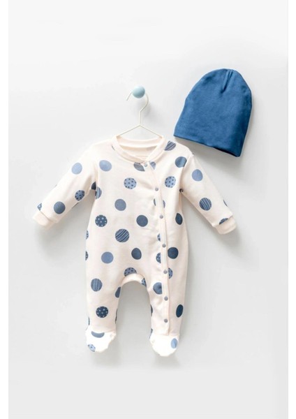 Alex Erkek Bebek Indigo Puantiye Desenli 2'li Tulum Set
