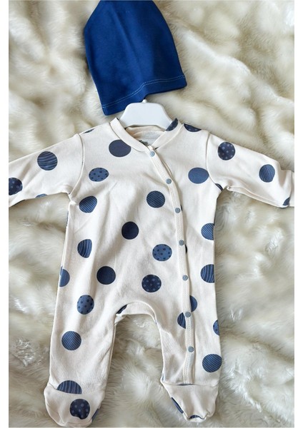 Alex Erkek Bebek Indigo Puantiye Desenli 2'li Tulum Set