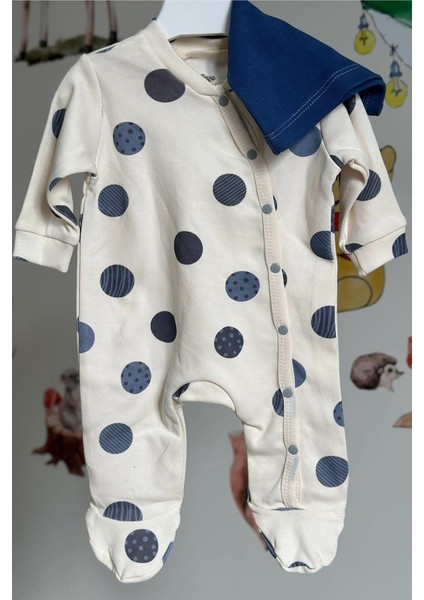 Alex Erkek Bebek Indigo Puantiye Desenli 2'li Tulum Set